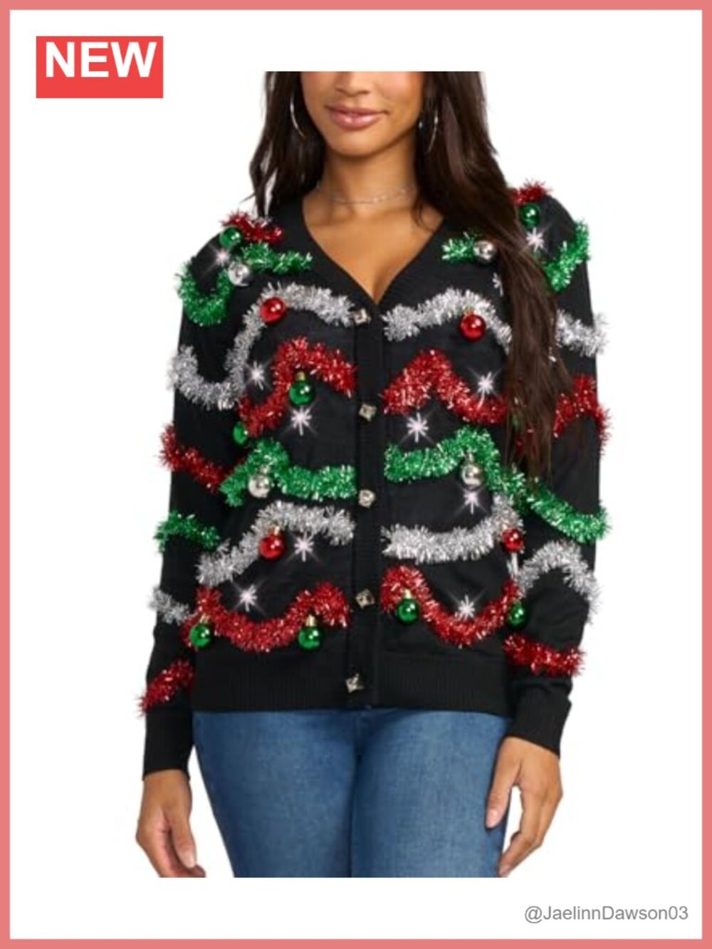 Tipsy Elves Light-Up Christmas Cardigan Sweater Women's V-Neck Button